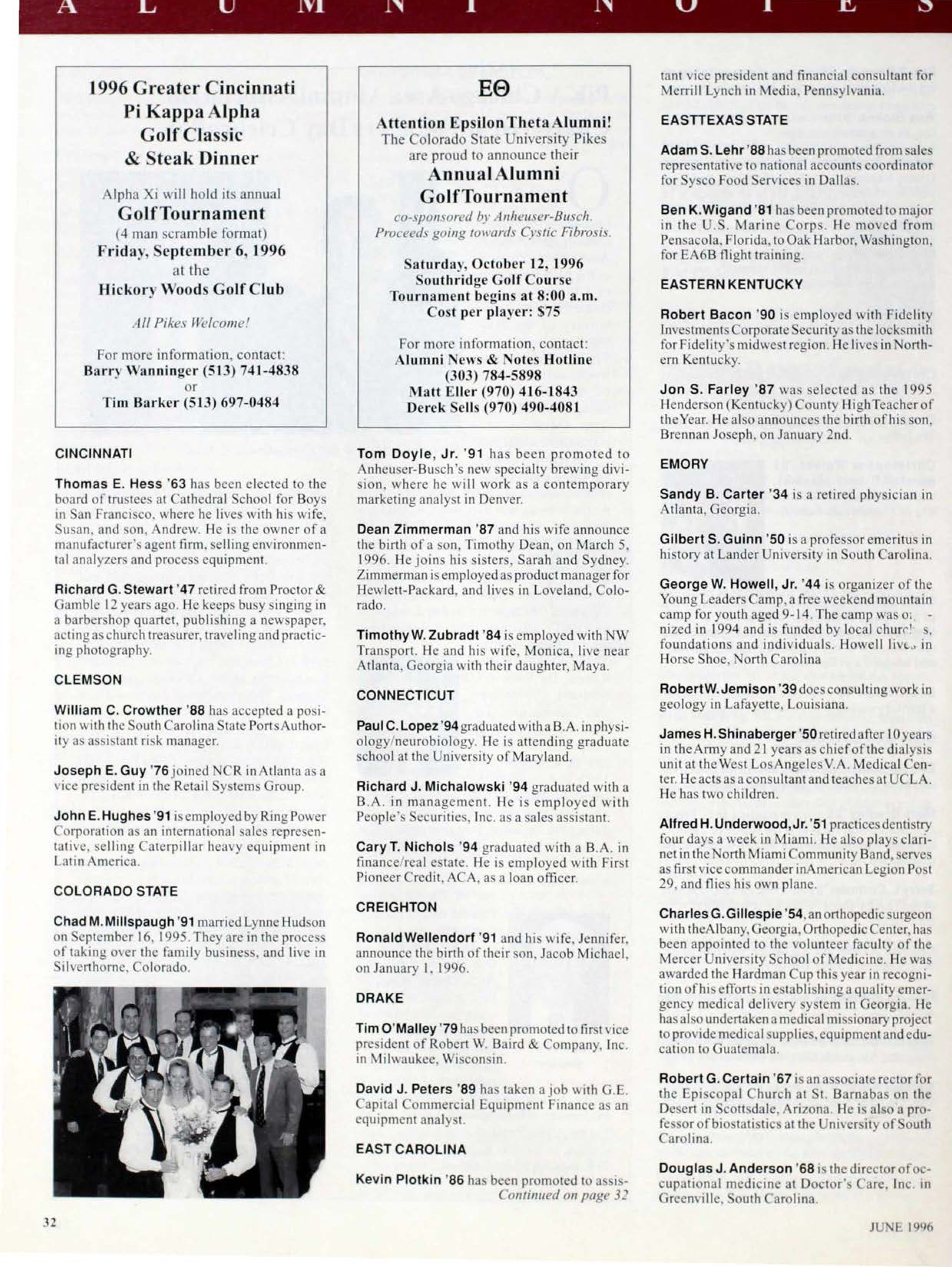 1996 Greater Cincinnati Pi Kappa Alpha Golf Classic & Steak Dinner Advertisement, June 1996